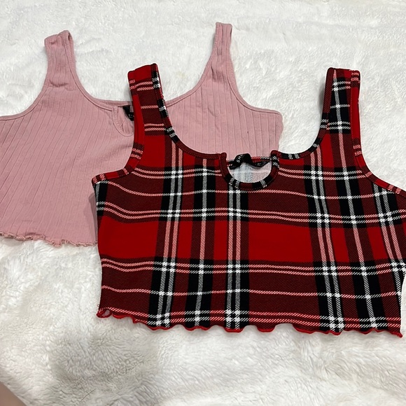 SHEIN Tops - Size 4 short cropped tops from Shein color: light pink color: red, white, black